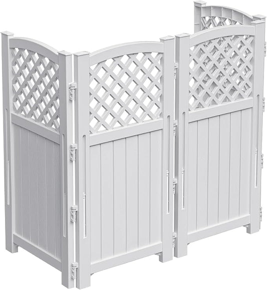 Devoko Outdoor Privacy Fence, 4 Fence Panels Privacy Screen Panels for Outside and Yard, Resin Air Conditioner Lattice Fence for Trash Can (Light Gray)