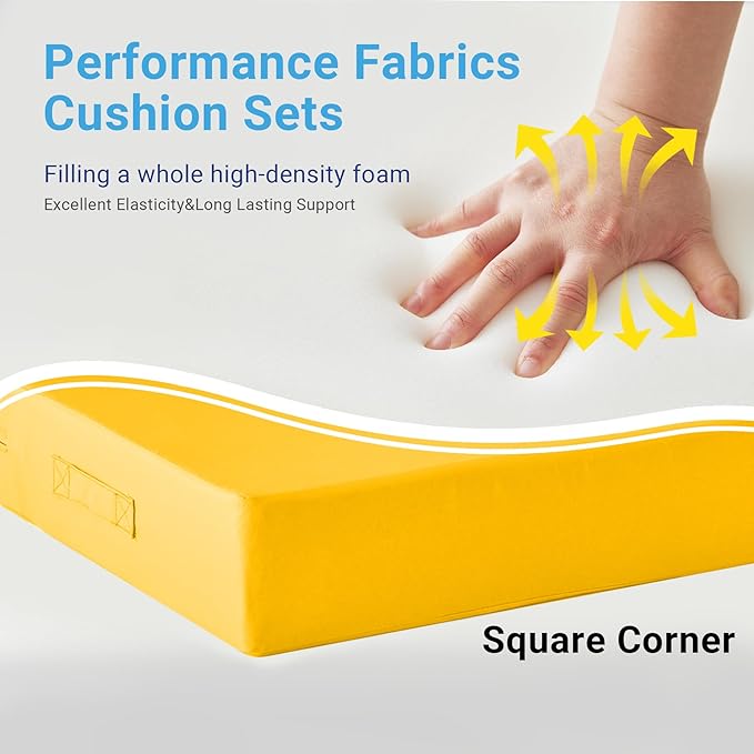IPYNBAP Outdoor Cushions for Patio Furniture,Outdoor Seat Cushion Set 24 x 24 x 5.75 Inch,Waterproof & Fade Resistant Outdoor Chair Cushions,Deep Patio Chair Cushion with Removable Cover,Yellow