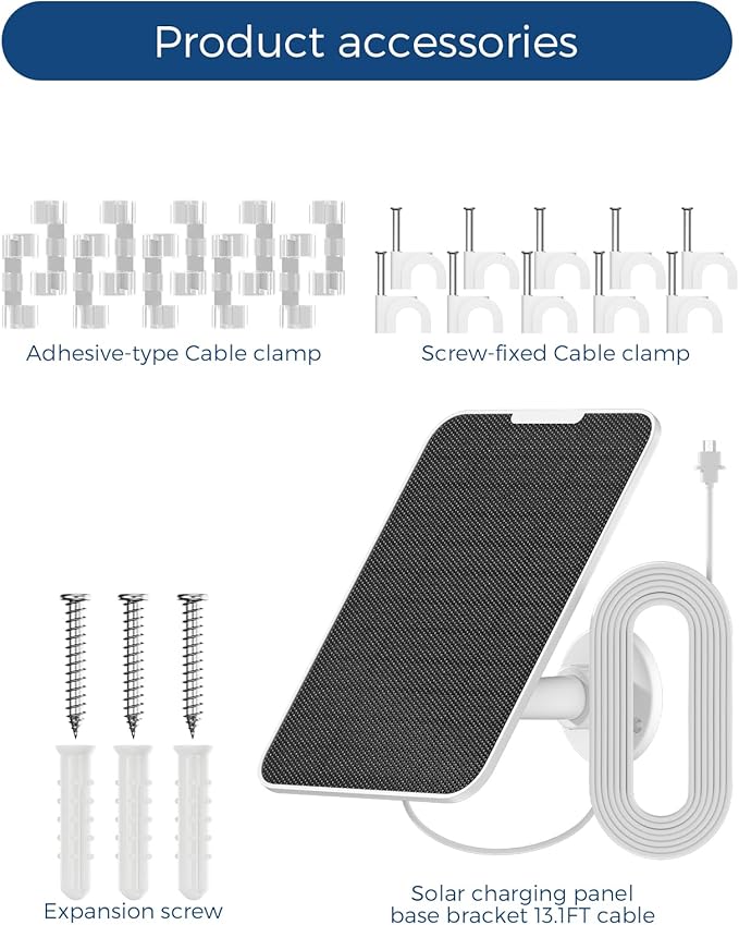 Solar Panel Compatible with SimpliSafe Outdoor Camera Series 2 Wireless, 5W Solar Panel with 13.1ft Charging Cable for Outdoor Battery Powered Security Camera with Wall Mount（Not Include Camera）
