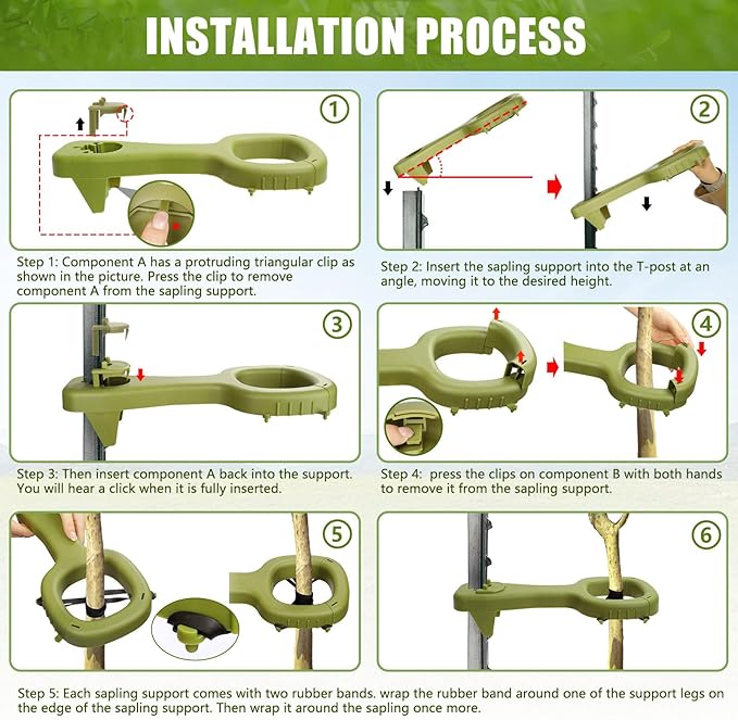 Tree Supports Young Trees, 2 PCS Tree Holder Stabilizer Support Tree Straightening Kit for Leaning Tree, Greater Stability Can Withstand Severe Weather（T-Posts Unincluded）