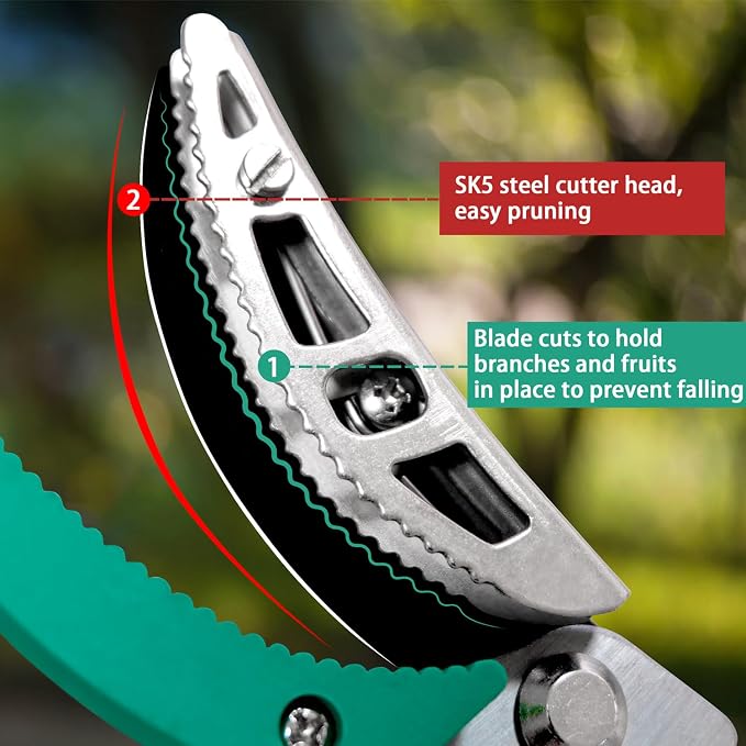 5.91-9.84FT Tree Pruners Long Reach with 4 Nodes Adjustment, Extendable Tree Pruner, Ergonomic Grip, Telescopic Tree Pruner Ideal for Fruit Picking, Deadheading And Pruning