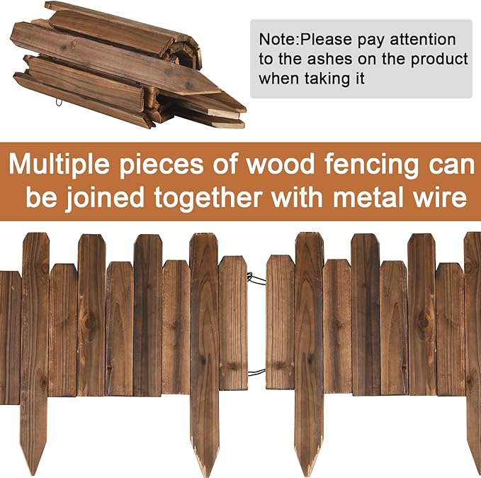 Soaoo 10 Pack Wood Garden Edging Border Outdoor Flexible Landscape Border Fence Decorative Lawn Edging with Gloves for Flower Bed Pathway Garden Yard (40 ft)