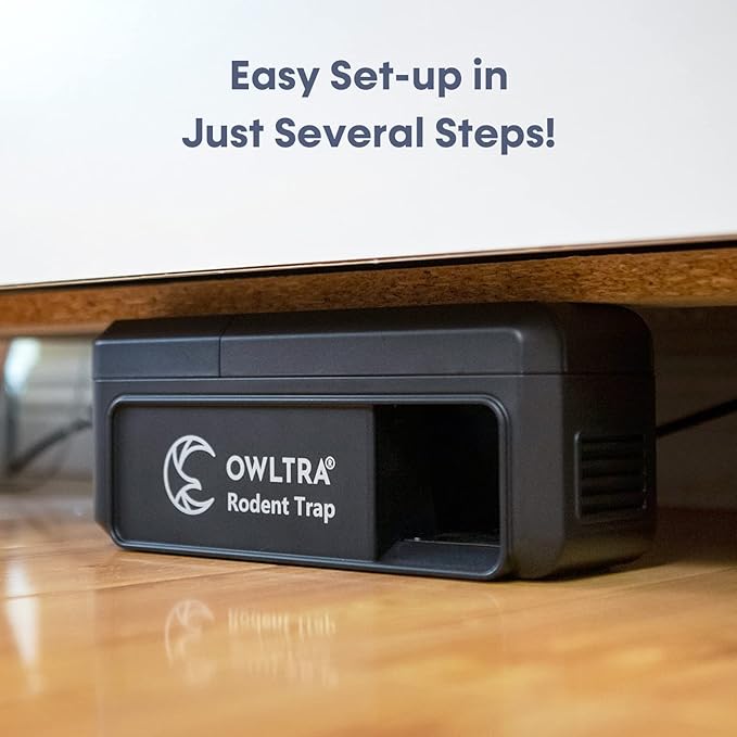 OWLTRA 1 Pack OW-7 in-/Outdoor Electric Rodent Trap, Instant Eliminate Rodent Zapper with Waterproof Cover, Sound & Light Alarm, and Batteries or USB Power Source, Waterproof Grade IPX4, Black