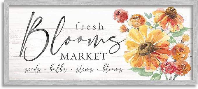 Stupell Industries Fresh Blooms Market Seeds Bulbs Stems Flower Illustration, Design by Courtney Morgenstern