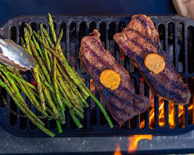 Lodge Sportsman’s Pro Cast Iron Grill - Portable Charcoal Grill with Removable Grate & Dual Air Vents - Heavy-Duty Outdoor Cooking - 9 Inches x 16.75 Inches