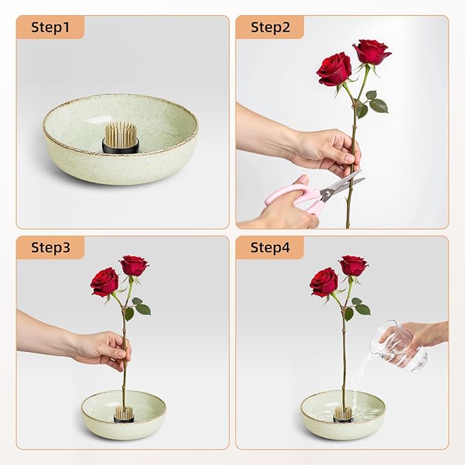 12Pcs Small Vase Flower Frogs,1.34Inch Japanese Ikebana Fresh Flower Pin Holders (Gold)