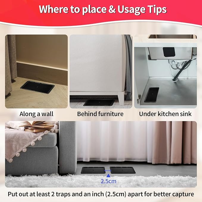 LULUCATCH Sticky Mouse Trap, 16 Pack Large Glue Traps, Pre-Baited Heavy Duty Non-Toxic Bulk Glue Boards Mouse Traps Indoor for Mice, Snakes, Rat, Insects, Cockroaches & Spiders, Pet Safe Easy to Use