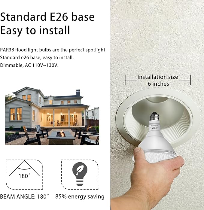 Gonhom Par38 led Flood Lights Outdoor Light Bulb,Dimmable 1800LM,20W Replace up to 200W,Outdoor Flood Light Bulbs for Backyard,Garage,Porch,Garden,2 Pack 5000K Daylight