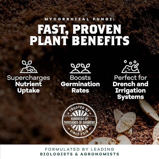 DYNOMYCO Spark Mycorrhizal Fungi, 4oz Wettable Powder – 3-In-1 Root Enhancer Turbocharges Nutrient Uptake & Yield – Treats 25 Plants, Indoor/Outdoor Bio-Stimulant – Dissolves Fast in Seed Starter Soil