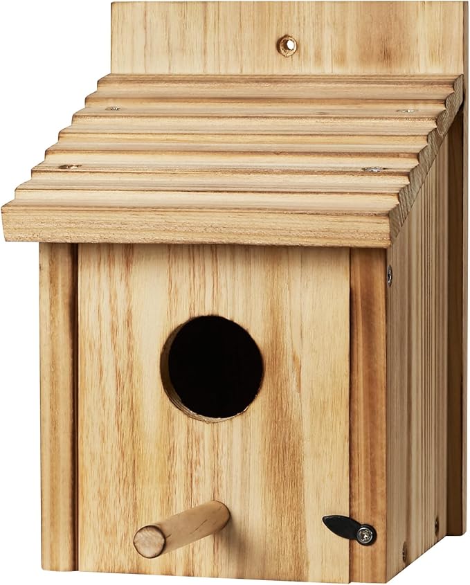 NATUREYLWL Outdoor Wooden Bird House, Birdhouse DIY Assembly Kit, Durable Bluebird Nesting Box with Cleaning Door, Weather-Resistant Garden Decor for Small Wild Birds