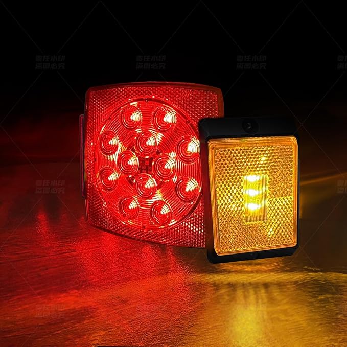 fouwick LED trailer lights Kit, 12V Submersible Tail Marker Lights Wiring Lamp Harness for Boat Car Truck RV Utility snowmobile turn signal license plate stop reverse Trailer Accessories