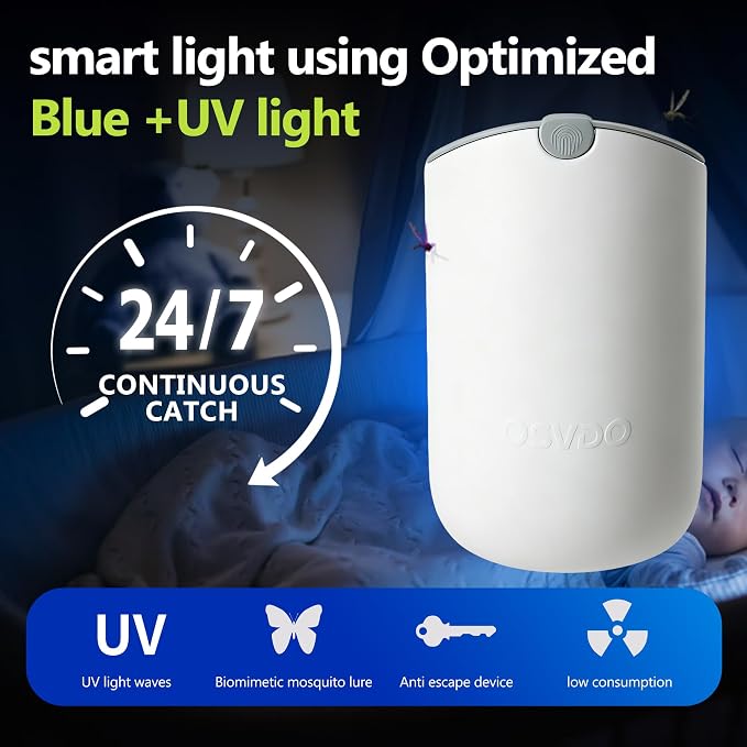 Flying Insect Trap, Fruit Fly Traps for Indoors (2 Devices & 5 Cartridges), Plug-in Fly Trap Indoor Bug Catcher for Gnats, House Flies and Moths, Blue UV Light, Mess-Free Adhesive Cartridge
