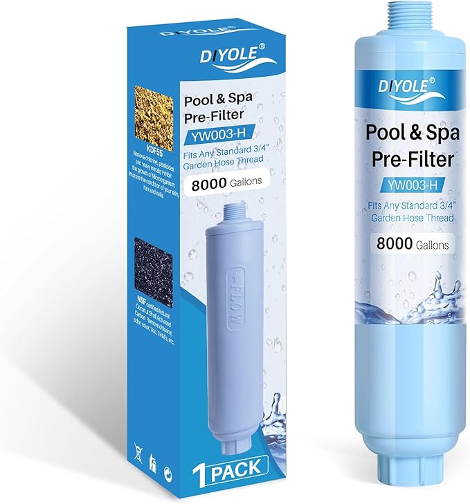 Garden Hose Filter for Filling Pool,Garden Hose Filter for Filling Hot Tub/Spa, Greatly Reduces Sediment, Chlorine, Heavy Metals and Odors, Standard 3/4" Garden Hose Thread