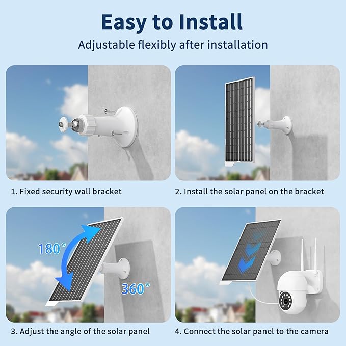 2 Pack 9W Solar Panels- IP65 Waterproof, High Efficiency Charger with 10FT USB-C Cable and Micro USB Adapter, Works in -4°F~176°F, for Outdoor Cameras, Smartphones and All DC 5V Devices
