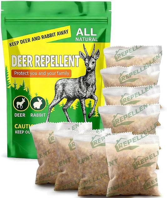 LAQDECDV Deer Repellent Outdoor, Rabbits Repellent, Deer and Rabbit Repellents for Plant, Deer Repellant for Garden, Deers Deterrent for Yard, Keep Deers Away from Flowers, Lasts Up to 60 Days-8P