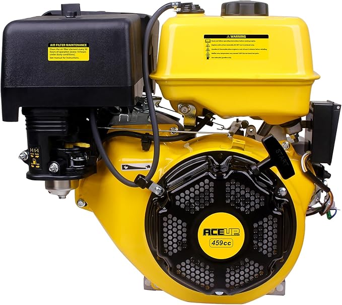 Aceup Energy Gas Engine Horizontal Shaft, 18HP 459cc Gas Motor with Electric Start EZ, 4 Stroke OHV, Shaft 1" Diameter