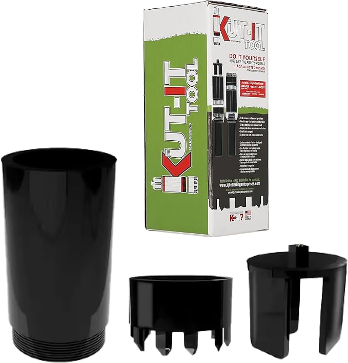 K-IT KUT-IT 2-in-1 Turf Removal and Sprinkler Cap Tool, No-Dig Irrigation Maintenance Device for Grass Clearing and Lawn Repairs, Works by Hand, Wrench, or Drill