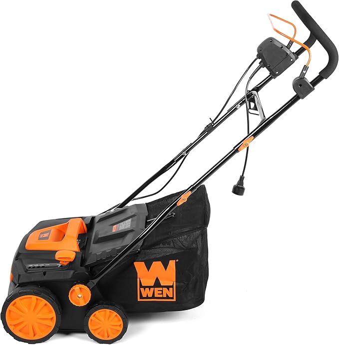 WEN 15-Inch 13-Amp 2-in-1 Electric Dethatcher and Scarifier with 12-Gallon Collection Bag (DT1315)