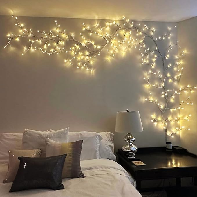 Enchanted Willow Vine Lights with Remote, 18 Branches 144 LEDs Lighted Willow Vine for Wall Decor, Indoor Christmas Swags Decorations for Bedroom, Living Room & Home Decor