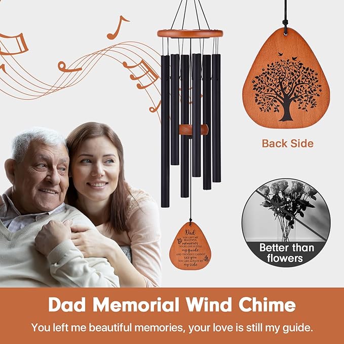 AMBOBE Memorial Sympathy Gifts for Loss of Dad, 32" Memorial Wind Chimes for Loss of Father Sympathy Gift, Bereavement Gifts for Loss of Father, Windchimes in Memory of Dad