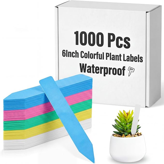 1000 Pcs 6 Inch Plastic Plant Labels Waterproof Garden Plant Tags Markers for Seedlings Greenhouse Accessories Outdoor Indoor Pot Garden Stake Essentials(Multicolored)