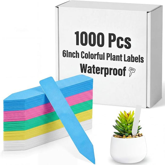 1000 Pcs 6 Inch Plastic Plant Labels Waterproof Garden Plant Tags Markers for Seedlings Greenhouse Accessories Outdoor Indoor Pot Garden Stake Essentials(Multicolored)