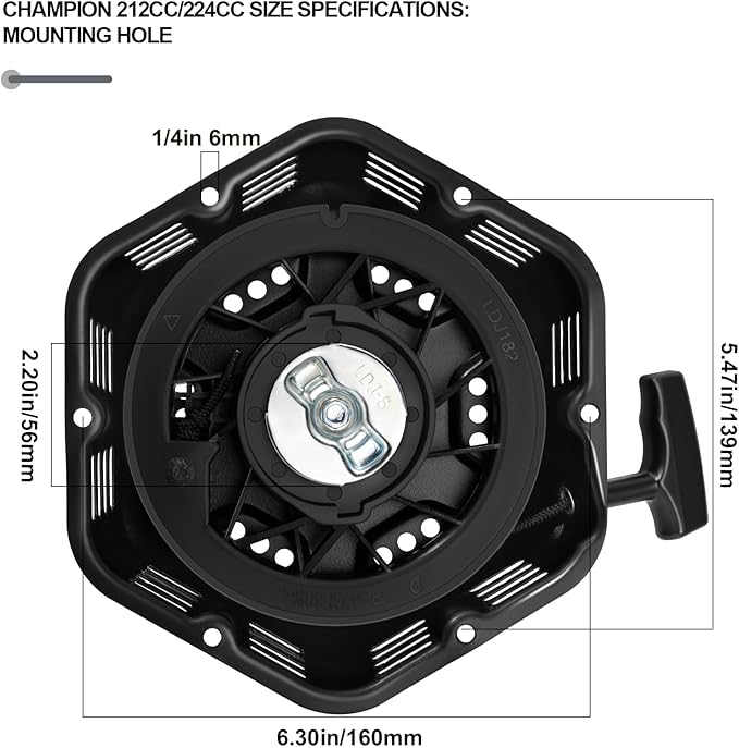 SOFO Original Pull Start Assembly for Champion 196cc 208cc 212cc 224cc 3000 3500 4000 4500 Watt 5.5hp 6.5hp Engine CPE Generator Water Pump Pressure Washer Recoil Starter Pull Cord Replacement