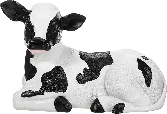 Wenqik Cow Porch Statue Small Cute Figurines for Porch, Resin Farmhouse Decor for Yard, Garden, Patio, Outdoor, Indoor