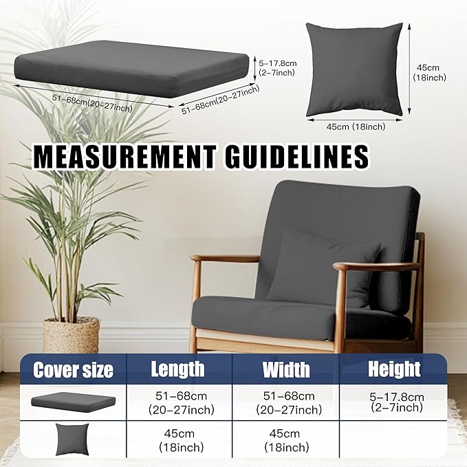 12-Piece Outdoor Cushion & Pillow Cover Set, 8 Seat Covers + 4 Pillow Covers, Stretch Patio Furniture Slipcovers for Sofa Sectional Chair