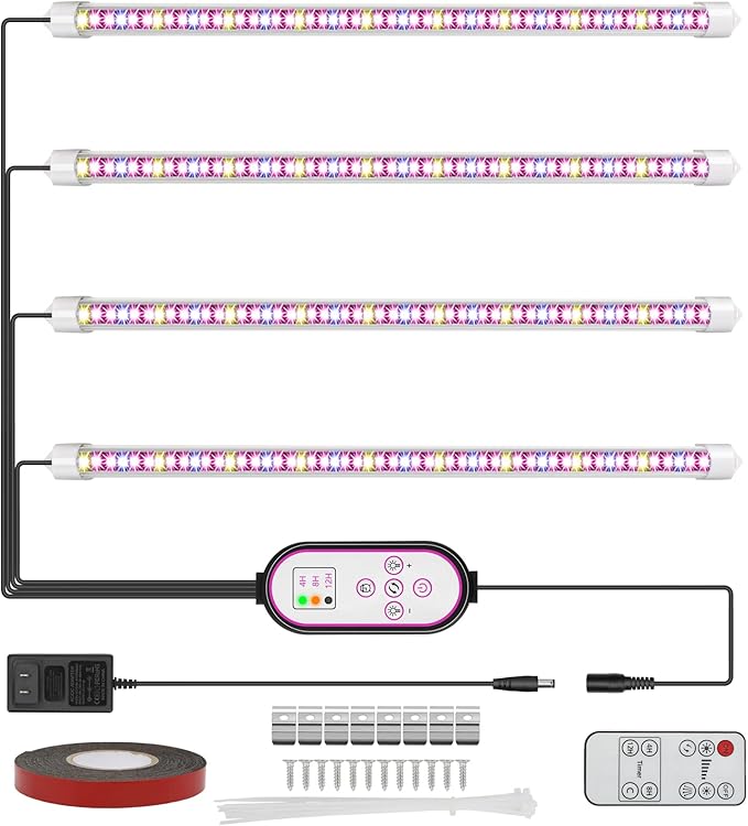 Felibeaco Plant Grow Lights Strip for Indoor Plants Full Spectrum,216 LEDs Plant Lights Bar for Indoor Growing with Timer, Indoor Plant Grow Lamp for House Plants with 3 Lighting Mode/10 Dimmable