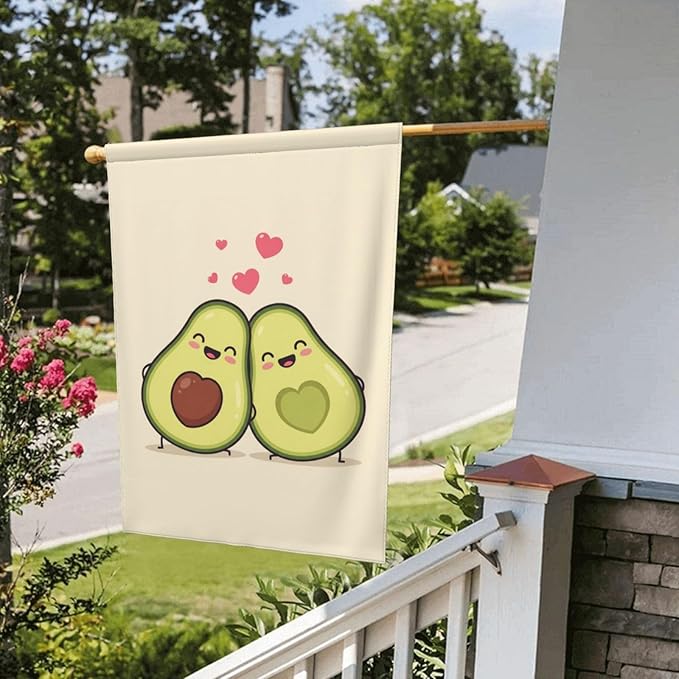 Delerain Avocado Couple Garden Flag, 28 x 40 Inch Double Sided Design Weather Resistant Indoor & Outdoor Decoration Small Banner for Home Yard Lawn Patio Office