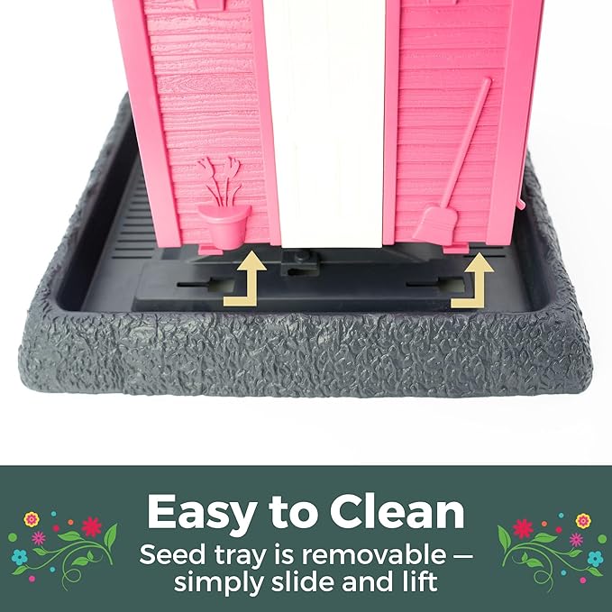 North States Village Collection - Fiesta Pink Cottage Bird Feeder: Hanging Bird Feeder for Outdoors, Holds 5 Pounds of Seed