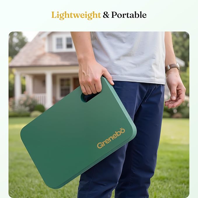 Grenebo High-Density NBR Foam Garden Kneeling Pad, 1.6" Extra Thick Gardening Pads for Kneeling, Ultra Soft Kneeling Pads for Gardening, Work, Exercise, Yoga, Bathing Baby, 17.3×11×1.6 in, Green