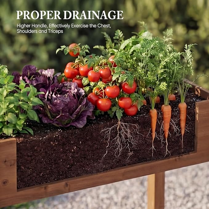 Simple Deluxe Raised Garden Bed with Legs, 72 x 23 x 30 Inch Wooden Planter Box with Liner, Elevated Outdoor Garden Box for Patio, Balcony & Backyard Use, Brown