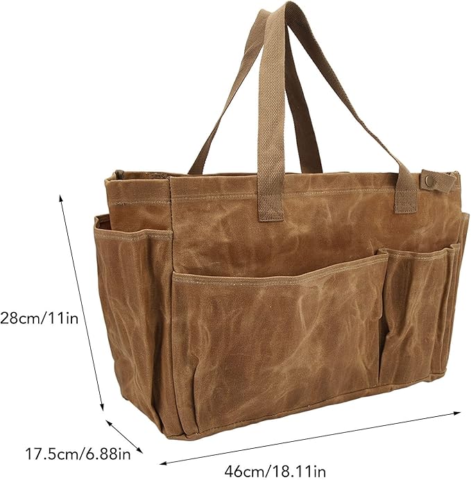 Diydeg Garden Tool Bag, Tool Bag Large Garden Tool Organizer Gardening Tote Bag Organizer Tool Storage Bag with Comfortable Carry Handle for Camping (Khaki)