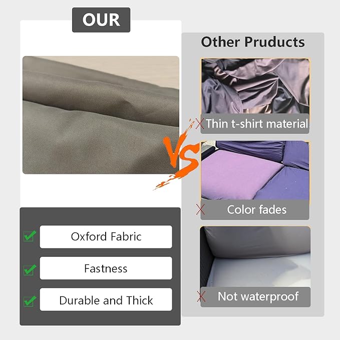 FLYMEI Patio Cushion Covers 24x22x4 Waterproof Outdoor Cushion Cover Replacement 2Packs Outdoor Seat Cushion Slipcover for Rattan Chair Sofa, Taupe