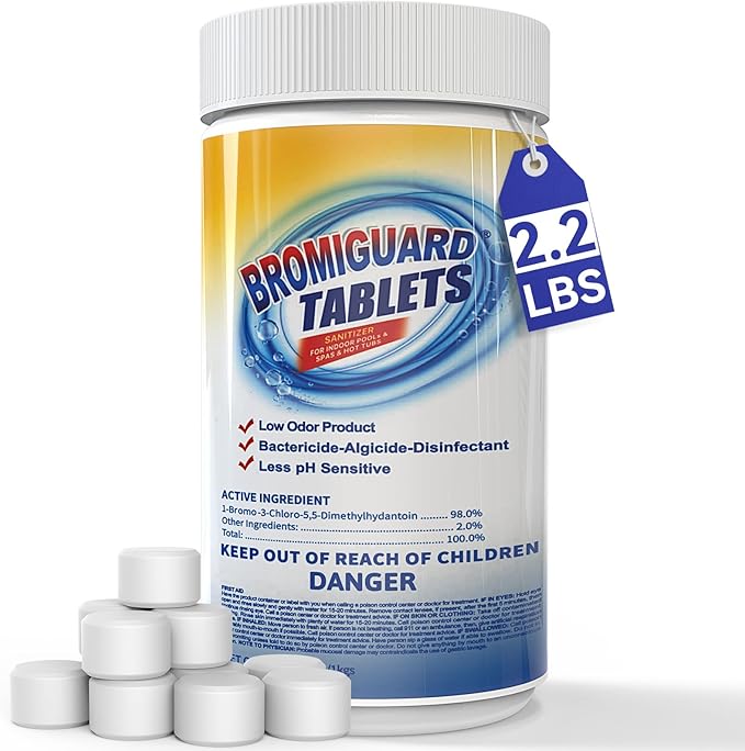 Bromine Tablets for SPA Hot Tub 1 inch Tabs Brominating Tablets Booster Soft Water Feel No Chlorine Odor Chemical Sanitizer
