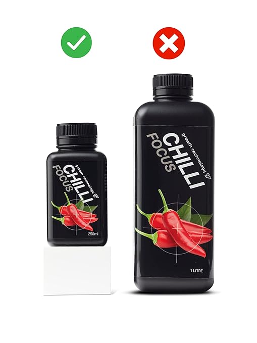 Growth Technology GT Chilli Focus Liquid Plant Food & Nutrient Solution for Chillies, Peppers, Tomatoes & Vegetables – Supports Indoor Houseplants, Outdoor Gardens & Container Plots, 8.5 fl oz -250 mL