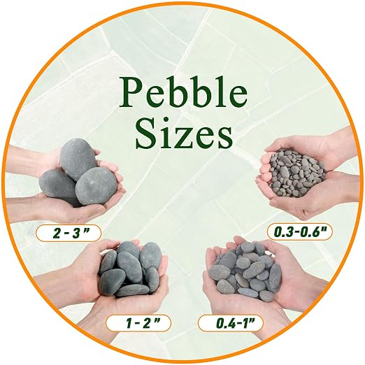 Quibbay 45 LB Mexican Beach Pebbles - 1-2 Inch Decorative River Rocks for Landscaping, Garden Paving, Plant Rocks, Crafting, Walkways, Backyard, Grey Natural Unpolished Bulk Stones