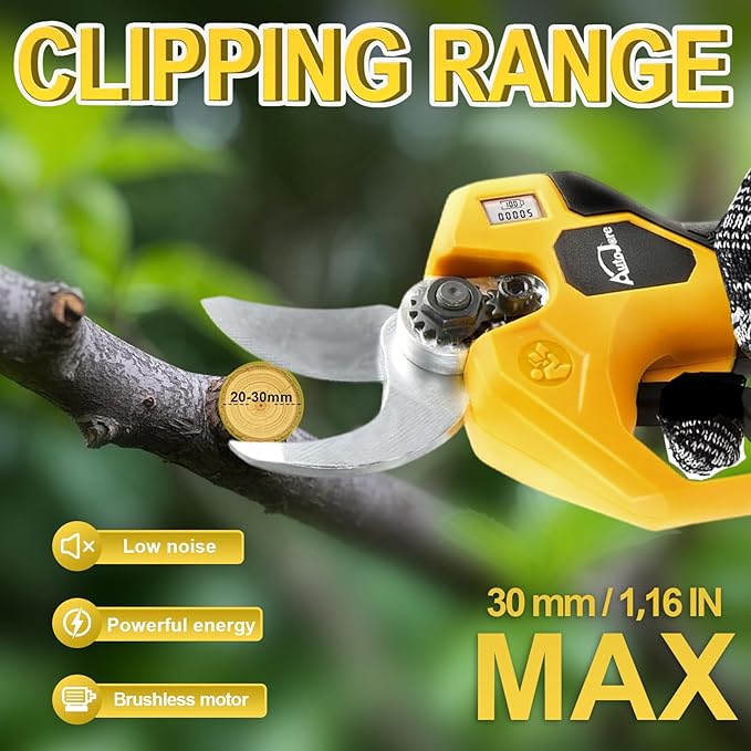 Electric Pruning Shears Compatible with Dewalt 20V Battery Brushless Electric Shears with LCD Display 0.8-1.2 Inch Cutting Diameter for Gardening, Branch, Tree Trimming (NO Battery)
