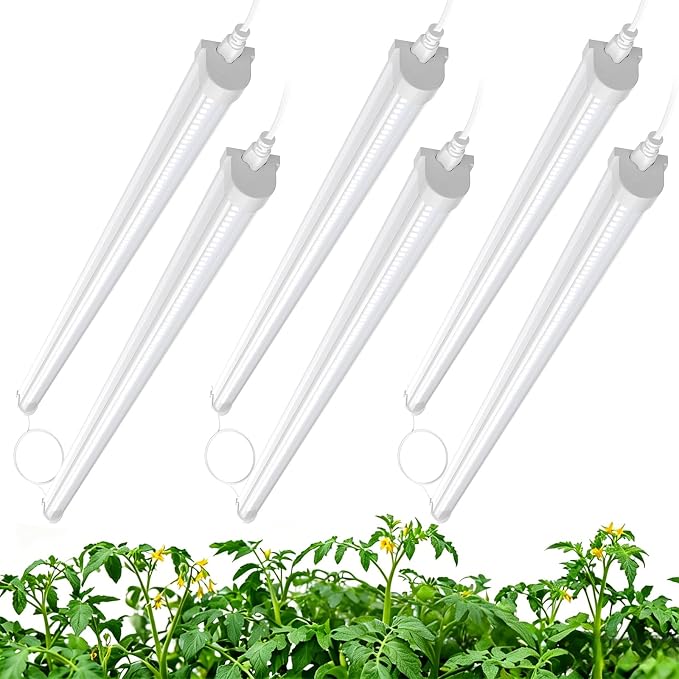 JESLED Plant Grow Lights, 3FT 5000K Full Spectrum Daylight White, 216W(6 X 36W,1350W Equivalent), Linkable Grow Light Strips for Indoor Plants, Seed Starting, Greenhouse, Growing Shelf, 6-Pack