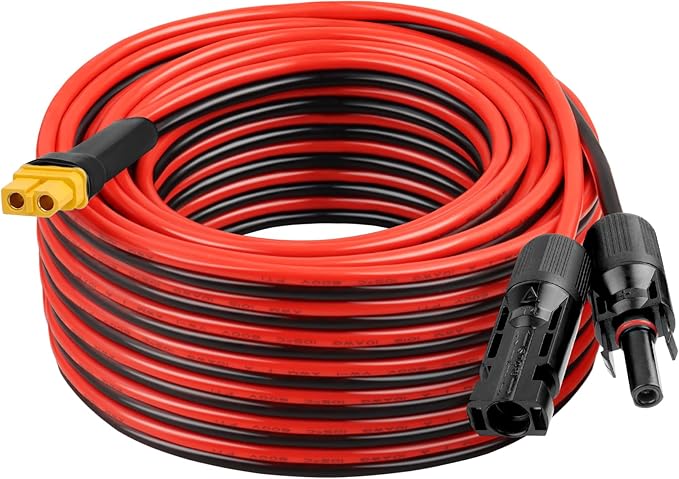 XRDS -RF Solar Connector to XT60 Cable 40FT, 10AWG Solar to XT60 Female Extension Cable, 600V Rated Power Cable for Solar Panels, Batteries, Power Stations – Heavy-Duty High Current Transfer