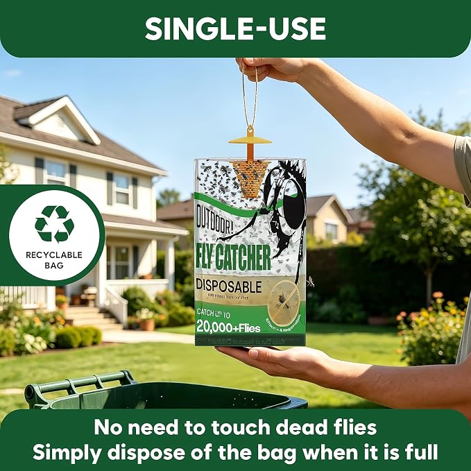 Fly Traps Outdoor Hanging -9Pack Portable Fly Catcher Outdoor Flying Insect Trap for Garden/Ranch/Barn/Patio