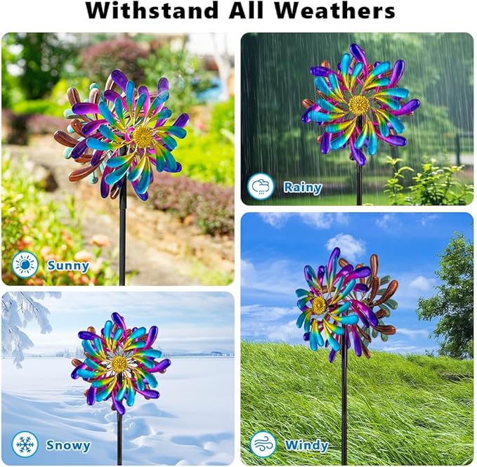 Stargarden Kinetic Wind Spinners Outdoor, 13.2 x 66 Inches Wind Spinner, Metal Windmill for Yard and Garden Decor