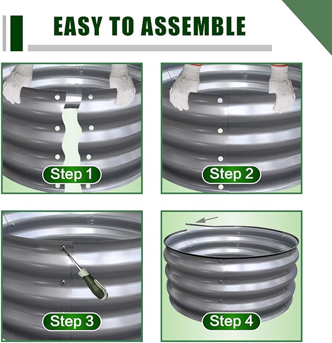 GrowHaus 2x2x1FT Galvanized Raised Garden Bed, Planter Boxes Outdoor Round Metal Garden Beds for Planting Vegetables Flowers Herbs 2 Pack Silver