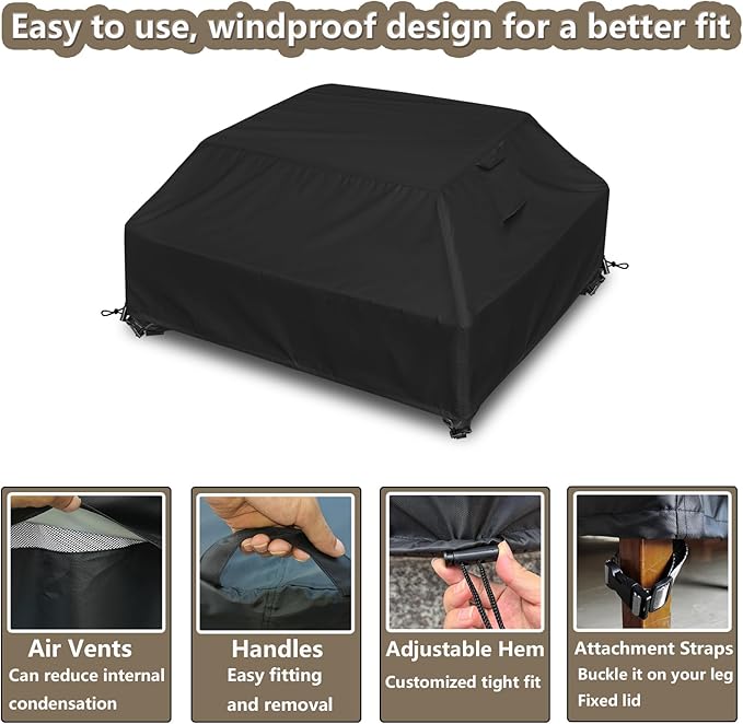 Kids Picnic Table Cover for 8 Person Toddler Outdoor Table and Chair Set, Toddler Picnic Table Cover Waterproof/Dustproof/UV Resistant/All Season Protection Covers (Black)
