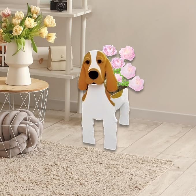 Brown and White Cocker Spaniel Dog Planter Plant Pots,Cute Dog Flower Planter,Gifts for Pet Lovers,Unique Animal Plant Pots,Office,Indoor Outdoor Garden Decor(9.45 * 9.17 * 13.39in)