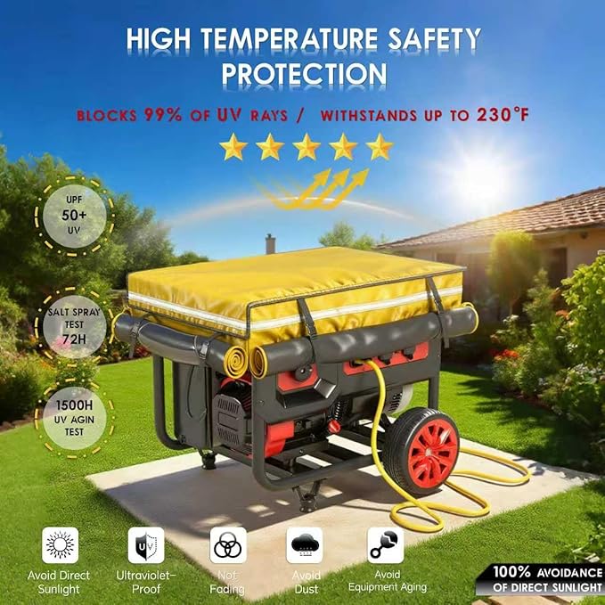 Generator Covers While Running, Generator Covers Heavy-Duty Waterproof, 32X24X24 inches, Top Can Be Opened for Refueling, for 3000W-10000W Frame Type Generators, Yellow
