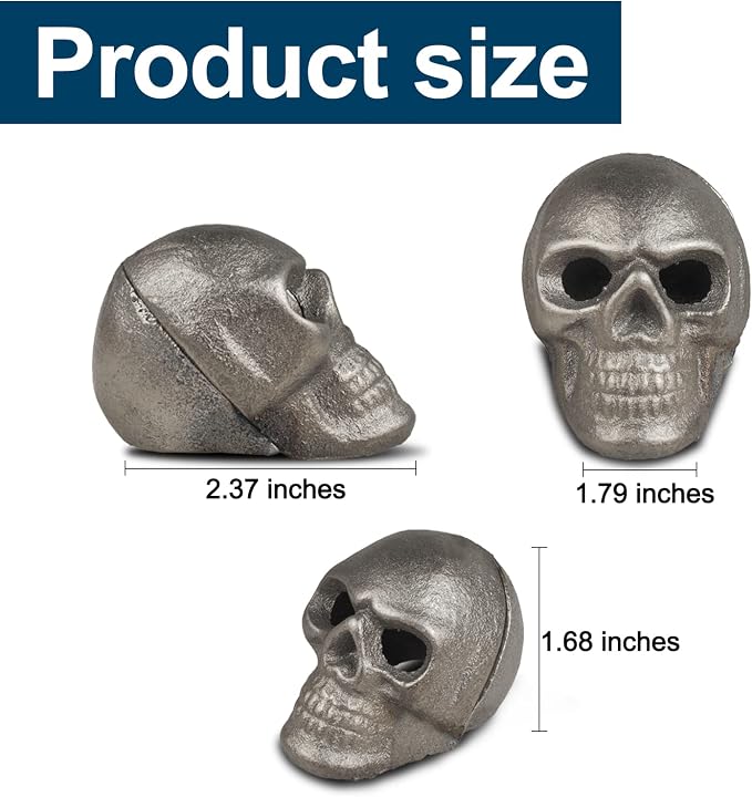 Imitated Human Skull Gas Log for Indoor or Outdoor Fireplaces, Made of Metal, Durable for More Than 10 Years，Fire Pits Halloween Decor Skull Charcoal (Fireproof)(Refractory) (8 PCS)