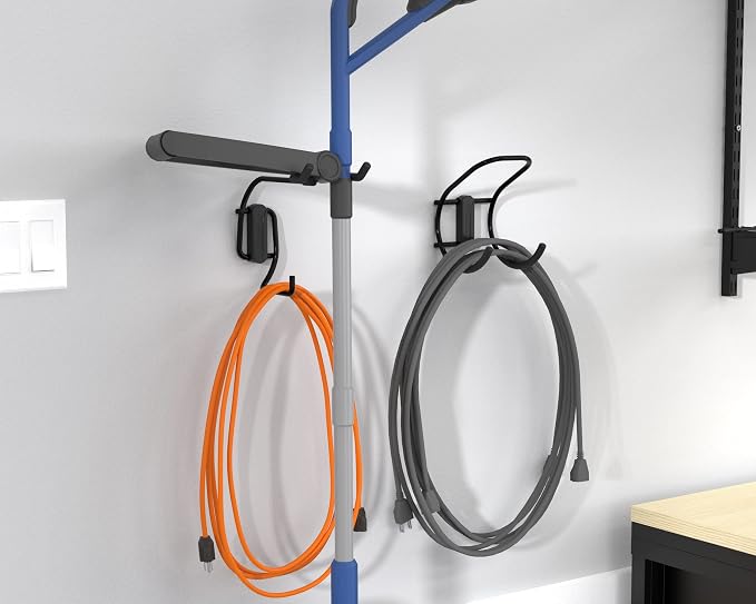 ClosetMaid MaxLoad 2-Pack Garage Hooks & Hangers Wall Mount Heavy Duty Storage for Cords, Hoses, Power Equipment, Black